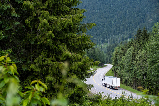 truck driving along a highway